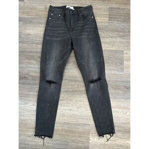 Pistola High Rise Skinny Leg Jeans Black  Raw Hem  Size 29 8